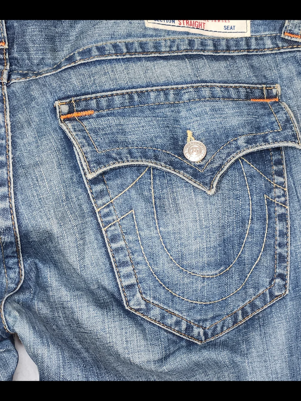 True Religion Men's Faded Blue Straight Jeans